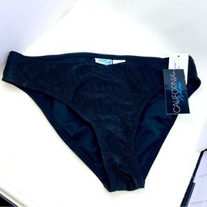 NWT California Waves Black Stripe Bikini Bottoms Size L